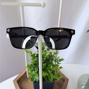 Black Rectangular Sunglasses with Star Studs
